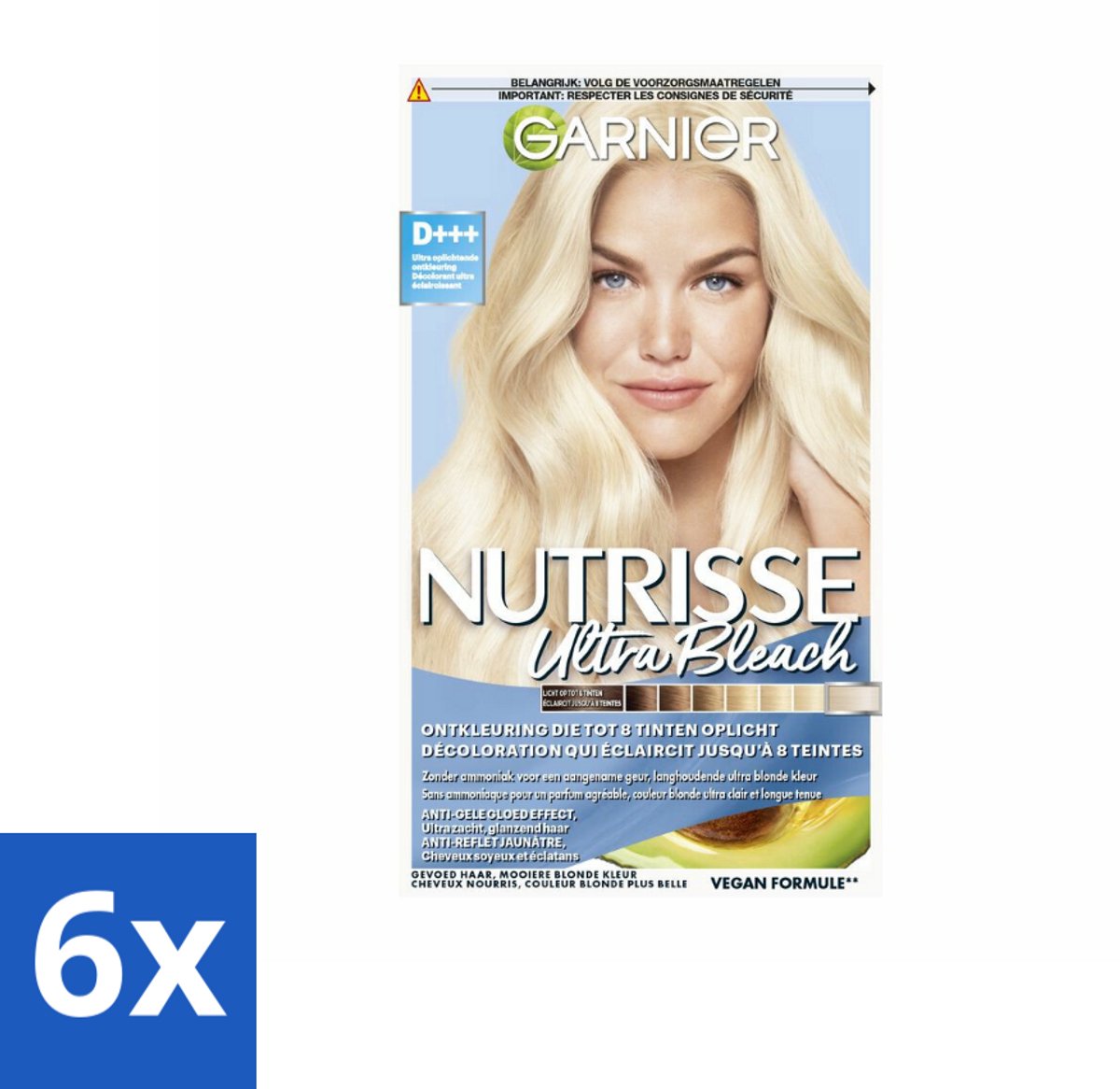 6 x Garnier - Nutrisse Ultra BLonde D+++ - Ontkleuring - Ultra Puur Blond - Super Oplichtend - Permanente Kleur - Ultra Blonde - Haar Ontkleuring - Blonde Haar - Haarverf - Ultra Licht Blond