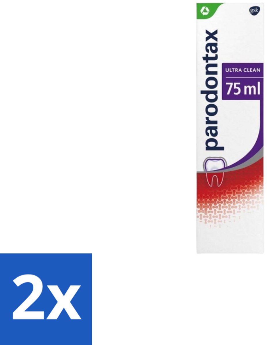 2 x Parodontax - Tandpasta - Ultra Clean - Tegen Bloedend Tandvlees - 75 ml - Tandpasta - Bloedend Tandvlees - Tandplak - Gezond Tandvlees - Mondverzorging