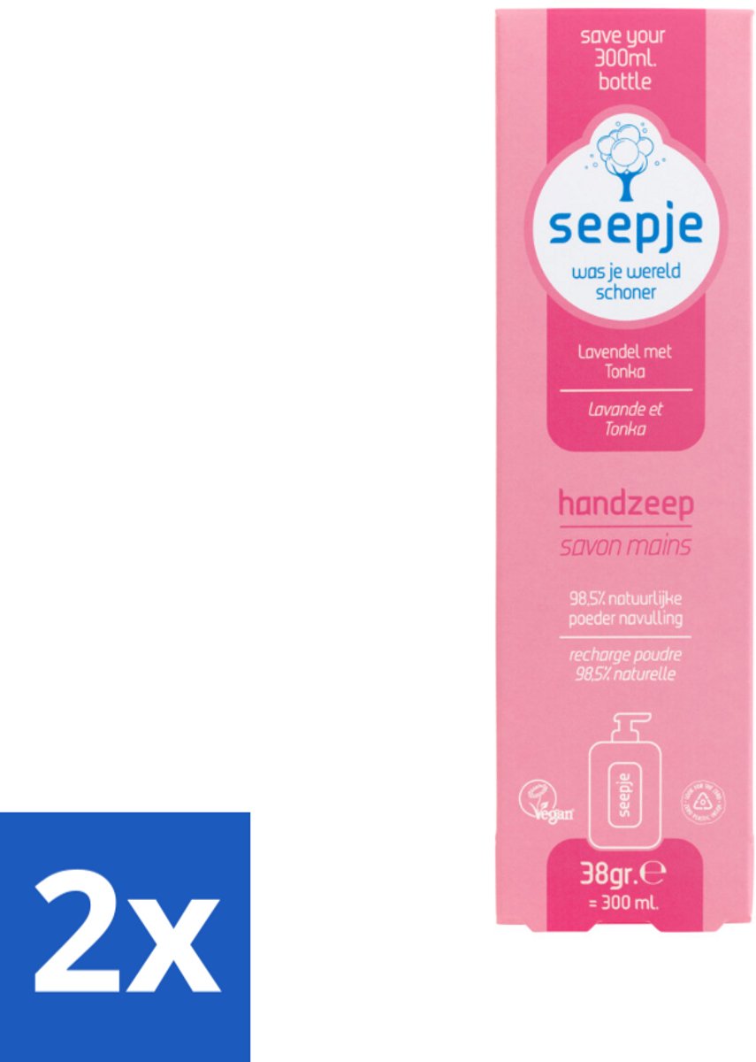 2 x Seepje - Handzeep - Rijke Geur en Hydratatie - Lavendel met Tonka - Navulverpakking - 38 g - Handzeep - Lavendel - Tonka - Navulverpakking - Duurzaam