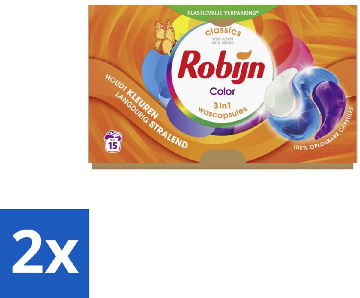 2 x Robijn - 3-in-1 Color - Wascapsules - 15 Wasbeurten - Wascapsules - Wasmiddel - Gekleurde Was - Wasverzorging - Kleurbehoud