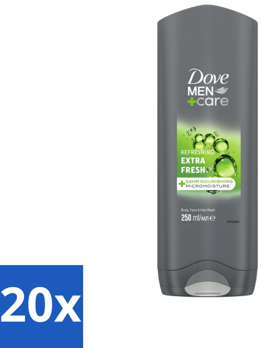 Dove Men+Care Douchegel - Extra Fresh - 250 ml - Bulkverpakking - 20 stuks