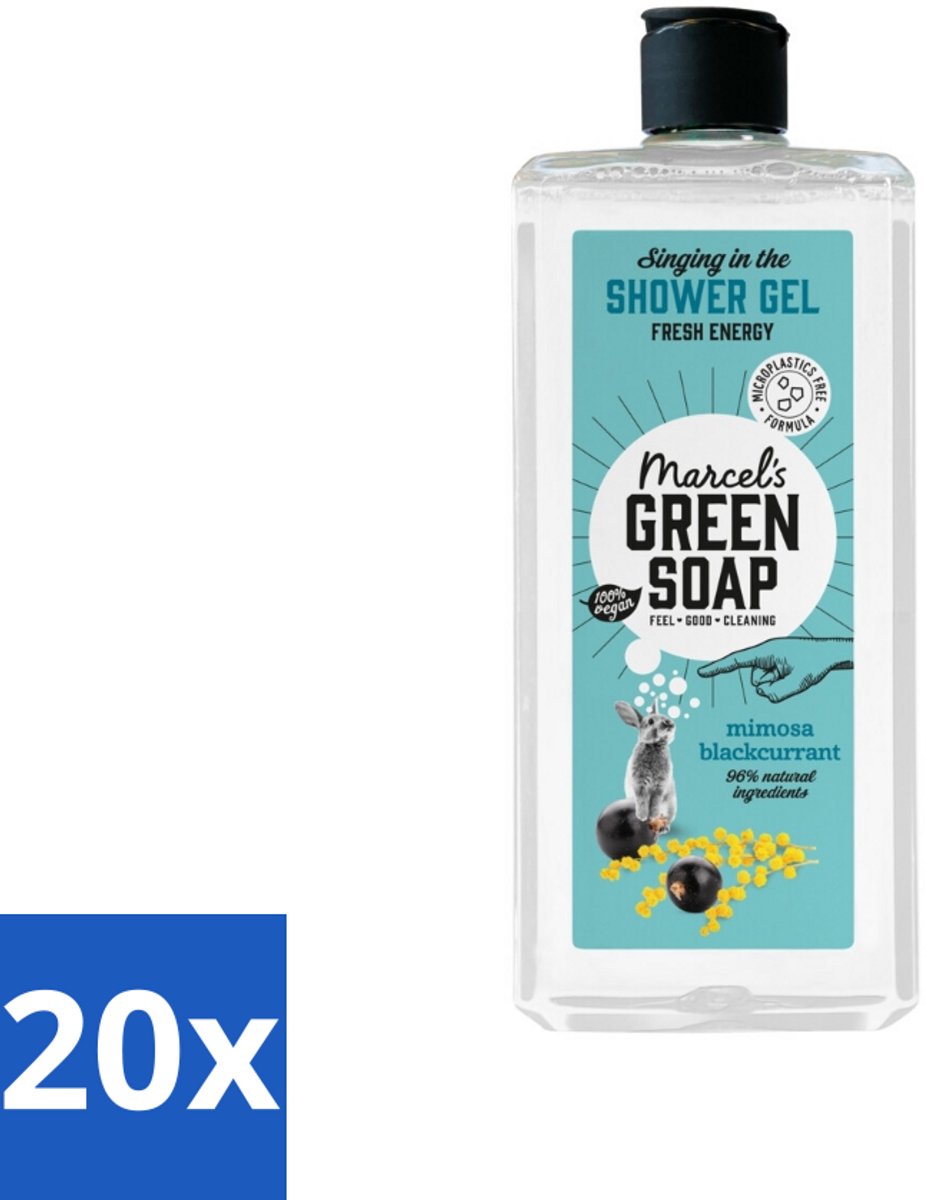 Marcel's Green Soap - Douchegel - Mimosa & Zwarte Bes - Verzorgend & zacht - 300 ml - Bulkverpakking - 20 stuks