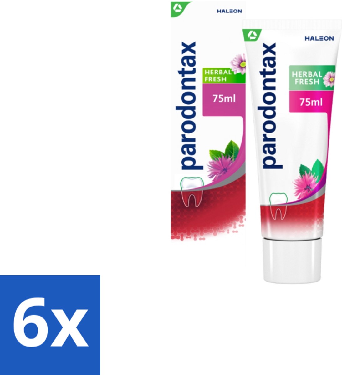 6 x Parodontax - Tandpasta - Herbal Fresh - Bergamot & Mint - 75 ml - Tandpasta Bergamot Mint - Gezond Tandvlees - Bloedend Tandvlees - Tandplak Verwijderen - Fluoride