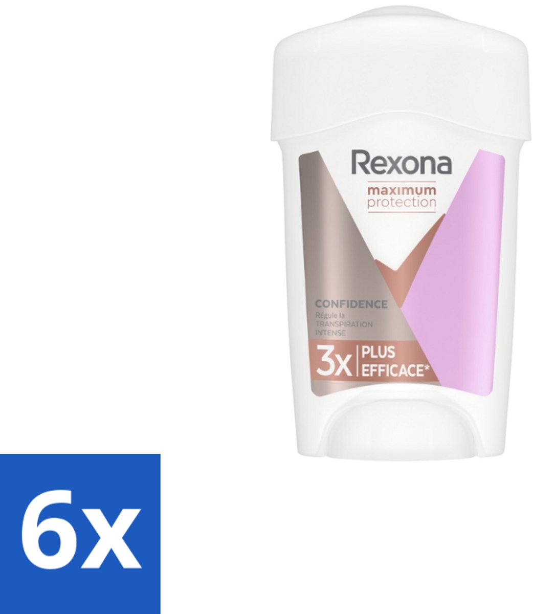 6 x Rexona Women - Deodorant Stick - Maximum Protection Confidence - Anti-transpirant - 45 ml - Anti-transpirant - Vrouwen - Bescherming - Zweet - Geur