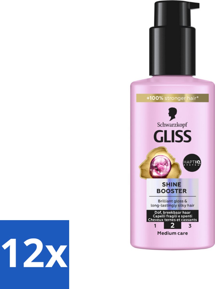 12 x Gliss - Haarserum - Liquid Silk Shine Booster - Fruitige Geur - 100 ml - Haar Serum - Glans Serum - Dof Haar - Breekbaar Haar - Haar Herstel