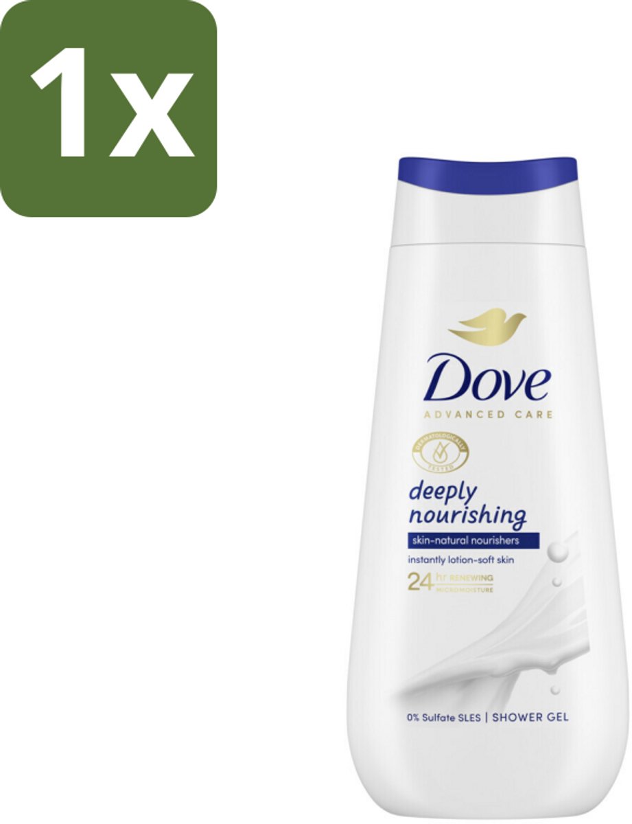 1 x Dove Douchecrème - Deeply Nourishing - 225 ml - Douche Crème - Droge Huid - Hydraterend - Micro Moisture - Zachte Huid