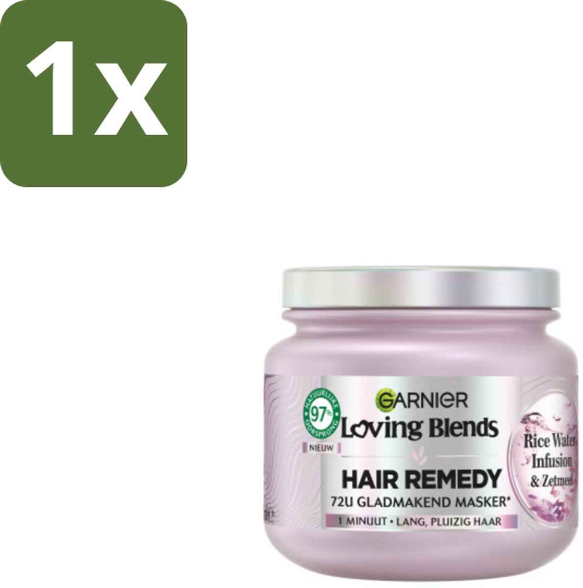 1 x Garnier - Loving Blends - Haarmasker - Rice Water Infusion - Glans & Zachtheid - Lang Haar - 340 ml - Haarmasker - Rice Water Infusion - Glans En Zachtheid - Lang Haar - Hydratie