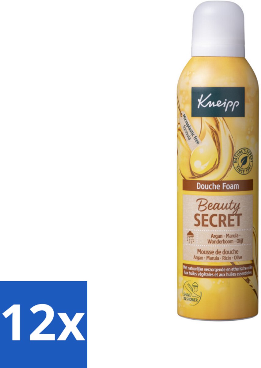 12 x Kneipp - Douche schuim - Beauty Secret - 200 ml - Douche Foam - Kneipp - Natuurlijke Oliën - Argan Olie - Marula Olie