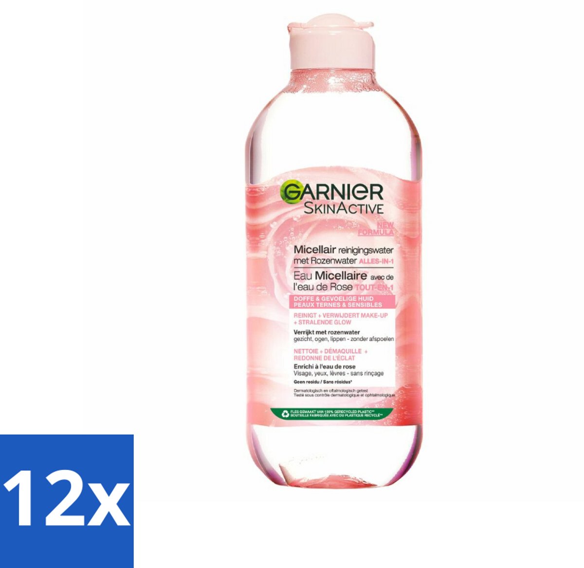 12 x Garnier - SkinActive - Micellair Reinigingswater - Rozenwater - Stralende Huid - 400 ml - Micellair Water - Reinigingswater - Rozenwater - Stralende Huid - Gevoelige Huid