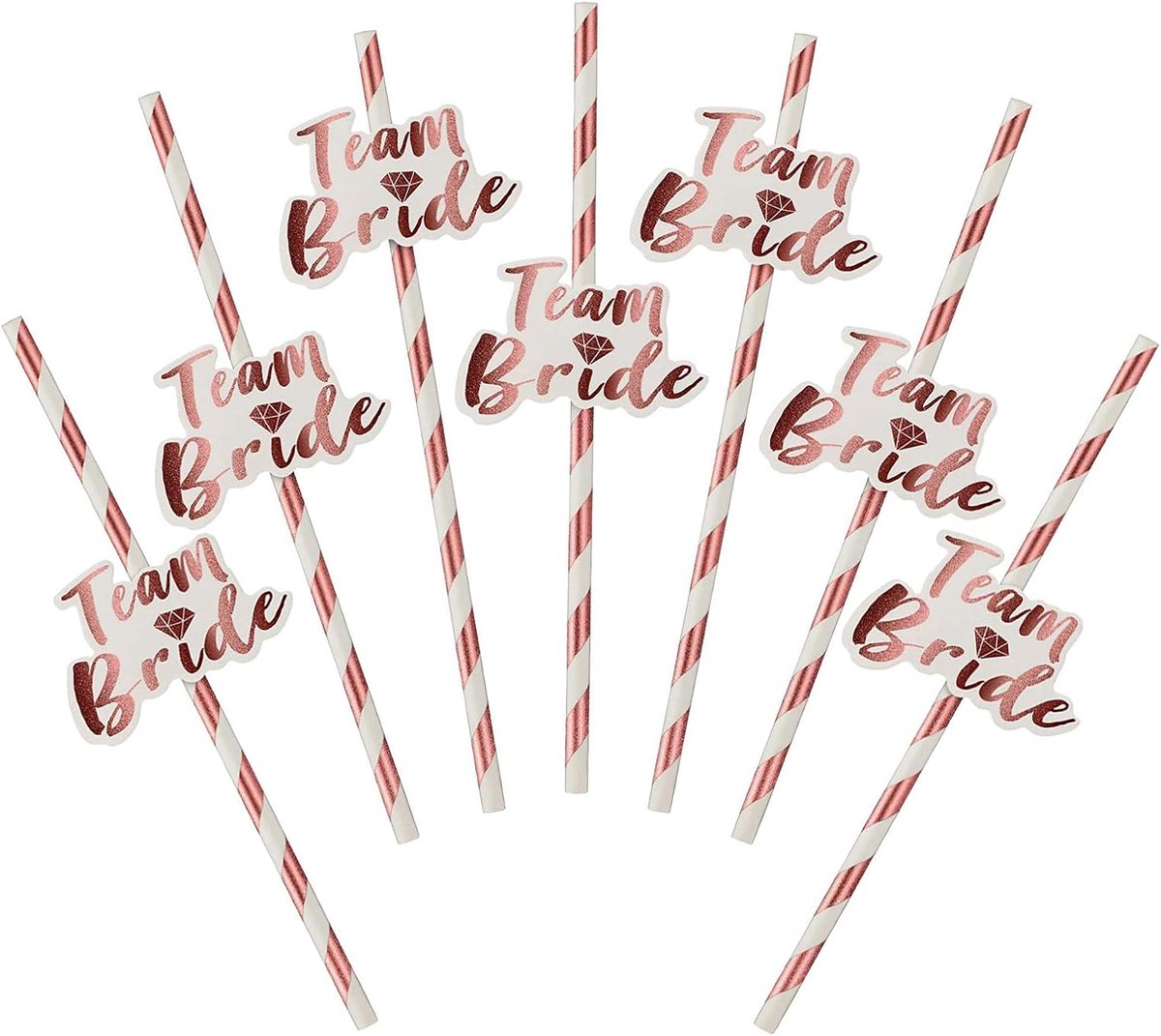 Papieren rietjes 24 stuks - Roze goud - Duurzaam en veilig - Perfect voor vrijgezellenfeest - ShopVlot