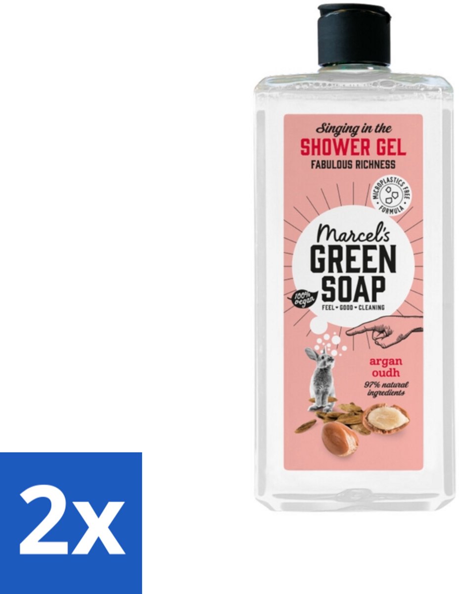 2 x Marcel's Green Soap - Douchegel - Argan & Oudh - Verzorgend & zacht - 300 ml - Douchegel - Argan - Oudh - Biologisch Afbreekbaar - Vegan