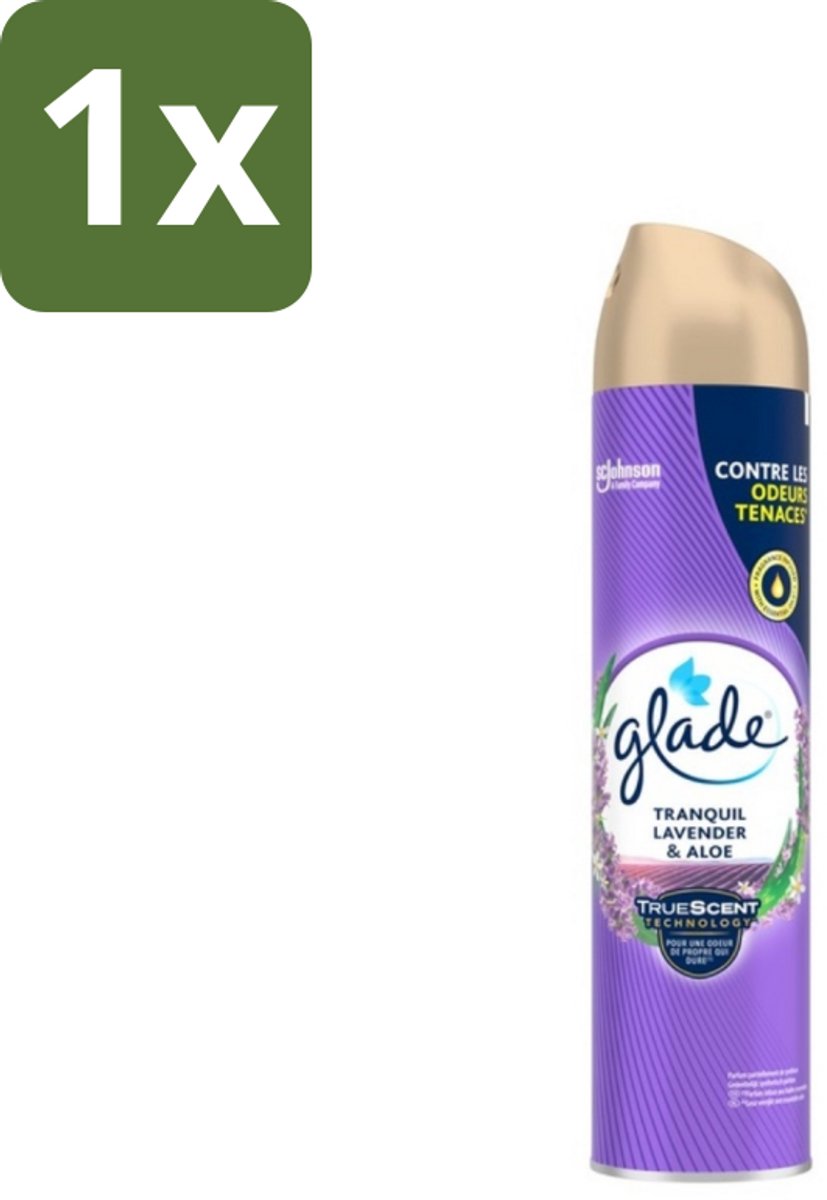 1 x Glade - Luchtverfrisser Spray - Tranquil Lavender & Aloë - 300 ml - Luchtverfrisser Spray - Lavendel Geur - Rustgevende Geur - Frisse Geur - Geur Neutraliseren