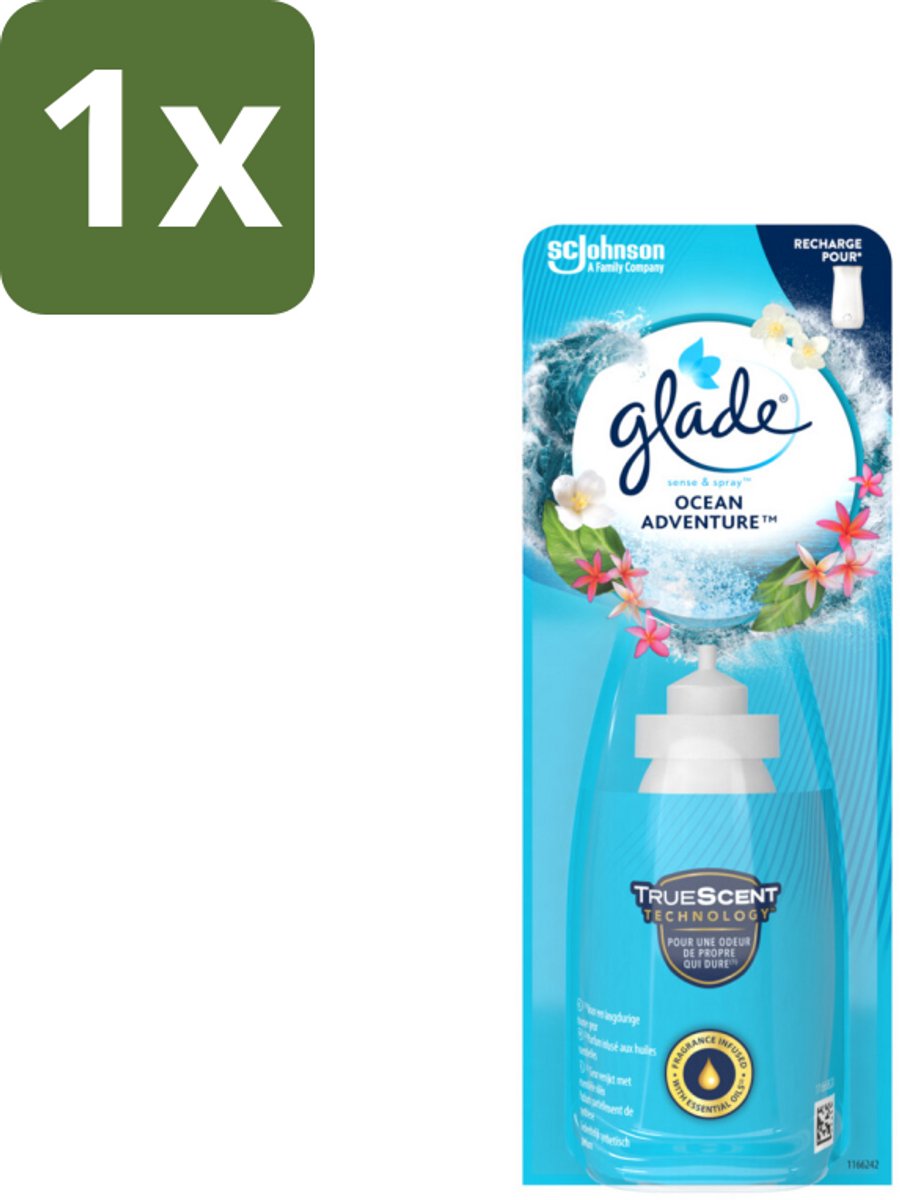 1 x Glade - Sense & Spray - Ocean Adventure - 18 ml - Ocean Adventure Scent - Fris Geur - Zee Geur - Citrus Geur - Bloemen Geur