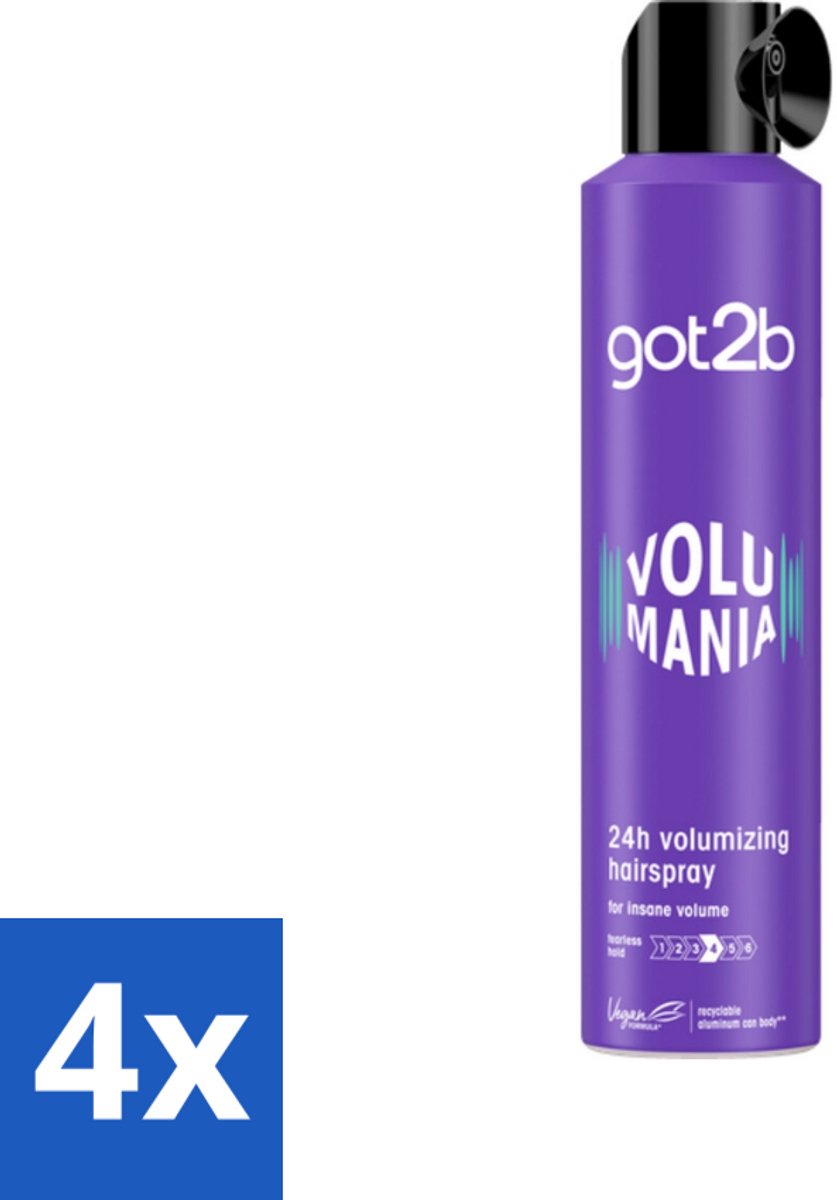4 x Got2B - Haarspray - Volumania - 300 ml - Haarspray - Volume - Body - Hold - Vegan