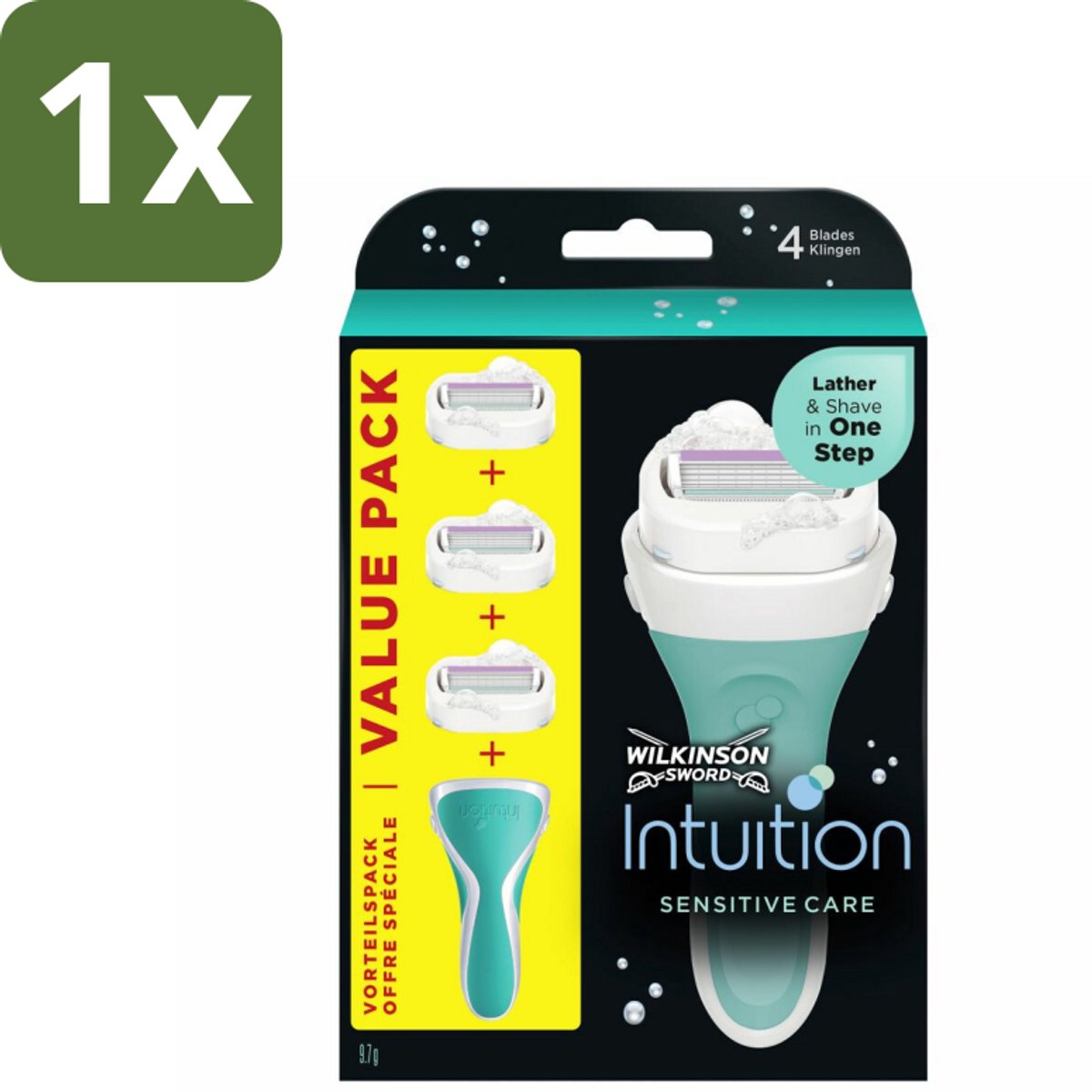 1 x Wilkinson Sword - Navulmesjes - Intuition 2-in-1 Sensitive Care - 3 mesjes - Scheermesje Vrouw - Gevoelige Huid - Schuim En Scheer - Dermatologisch Getest - Huidverzorging