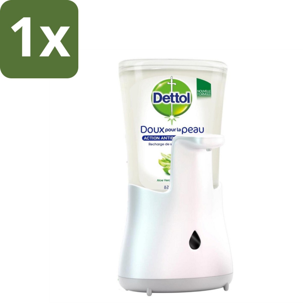 1 x Dettol - Automatische Zeepdispenser - No-Touch Zilver met Aloe Vera - 250 ml - Automatische Zeepdispenser - Contactloze Zeepdispenser - Hygiëne Handen Wassen - Antibacteriële Zeep - Zeep Met Aloë Vera