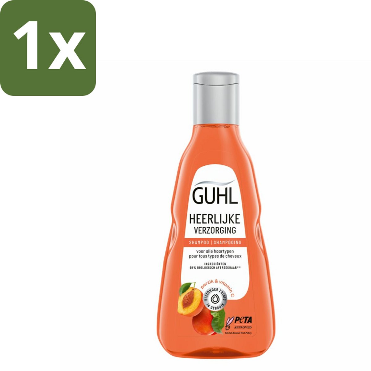 1 x Guhl - Shampoo - Heerlijke Verzorging - 250 ml - Shampoo Voor Haar - Verzorging Shampoo - Perziksap Shampoo - Vitamine C Shampoo - Gezond Haar