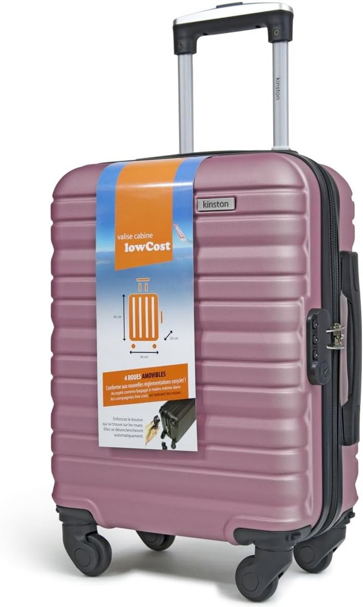 Cabinekoffer - Roze - Compact Formaat - Lichtgewicht en Duurzame Handbagage met Afneembare Wielen - Voor Reizen