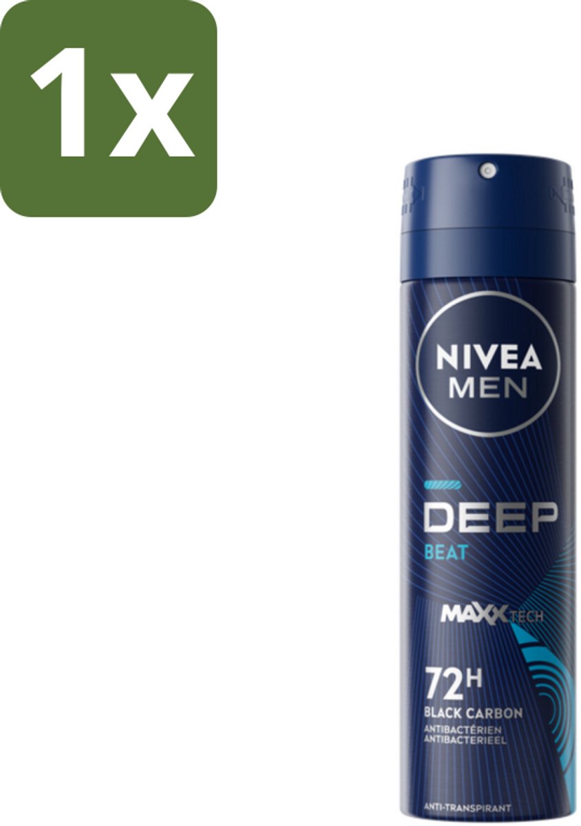1 x NIVEA MEN - Deospray - Deep Beat - 150 ml - Anti-transpirant Spray - Zweetbehandeling - Mannen Deodorant - Deep Beat - Woody Harmony