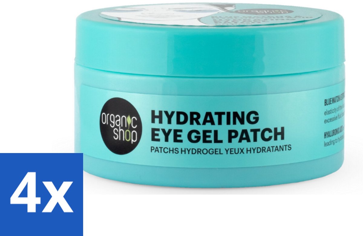 4 x Organic Shop - Eye Gel Patch Blue Matcha & Hyaluronic Acid - Verfrissend en Hydraterend - 60 Patches - Oogpatches - Oogverzorging - Anti-rimpel - Hydratatie - Hyaluronzuur