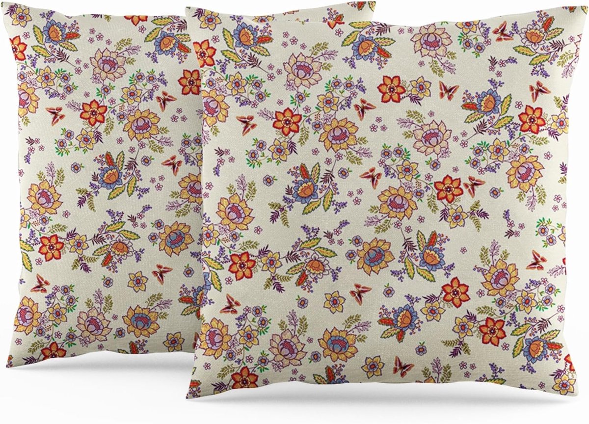 Vintage Style Floral Pattern Pillowcase Butterfly Botanical Pillowcase Linen Cushion Country House Style Sofa Bed Home - ShopVlot