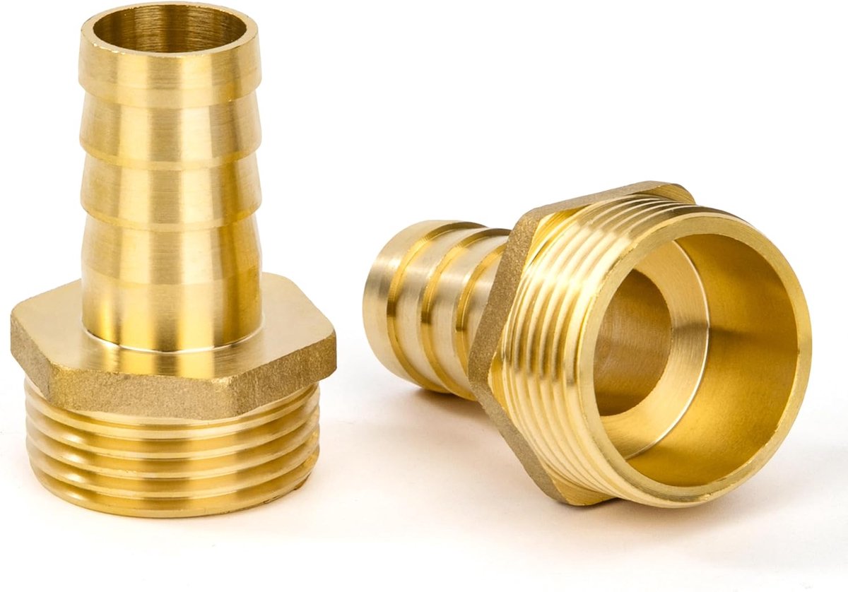 2 stuks messing slangaansluiting, 25 mm tuit x 1 inch AG, snelkoppeling voor tuin, water, lucht, brandstof, olie en - ShopVlot