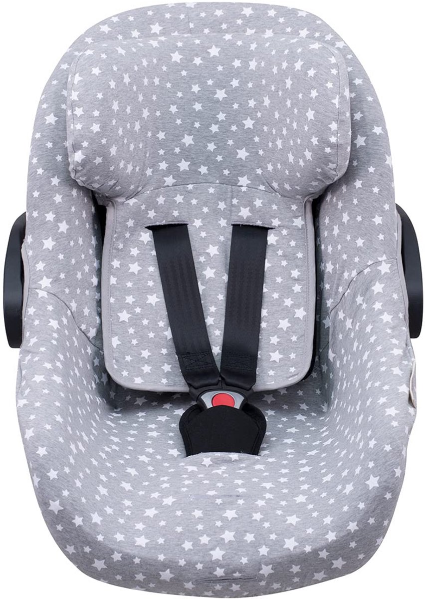 JYOKO KIDS Katoenen Hoes voor kinderautostoel compatibel met Pég Perego Primo Viaggio, Uppababy Mesa GO (White Star) - ShopVlot
