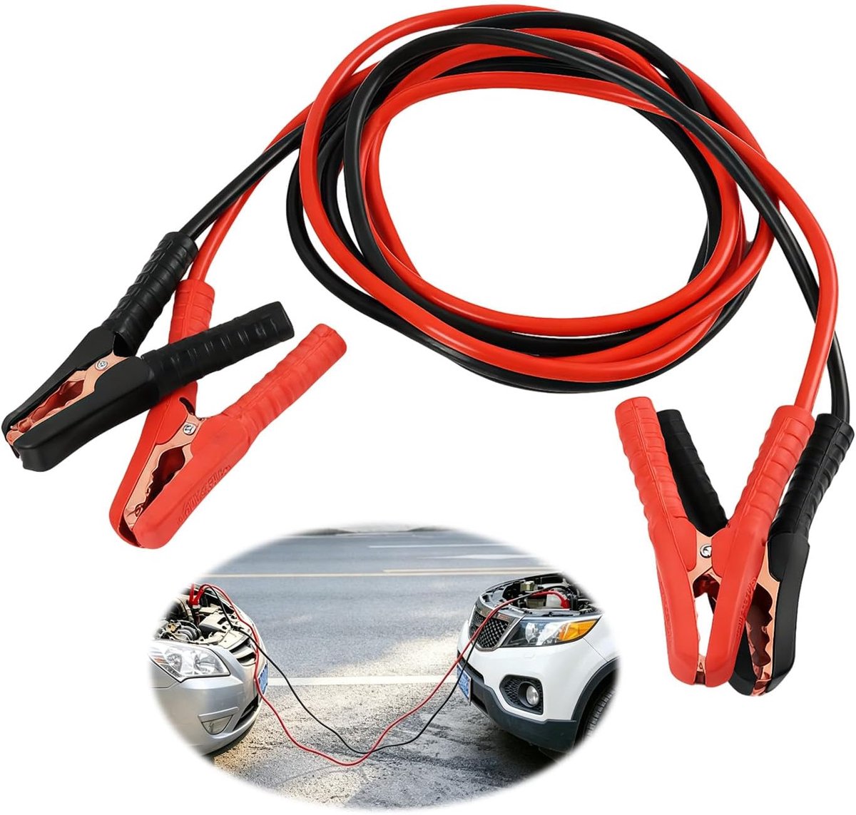 Alu-Tec Starter Cable 2.5 m Length 12 V 24 V Robust Copper Aluminium with Fully Insulated Pile Clamps in Practical - ShopVlot