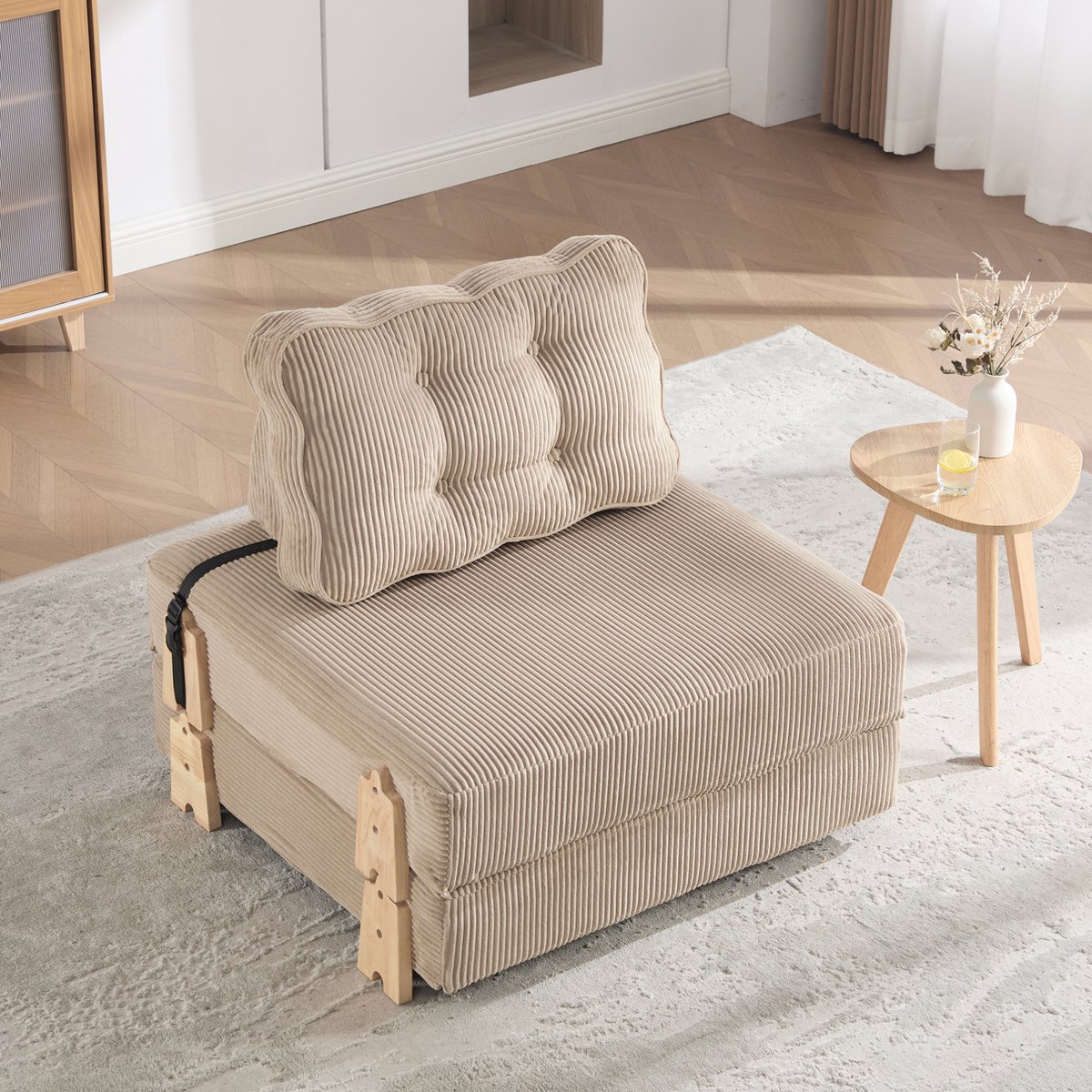 STILVORA Fauteuil 1 Zits 90 X 86 X 84 Cm Uitklapbaar Naar Slaapbank Voor Woonkamer Slaapkamer En Logeerkamer Cord Khaki