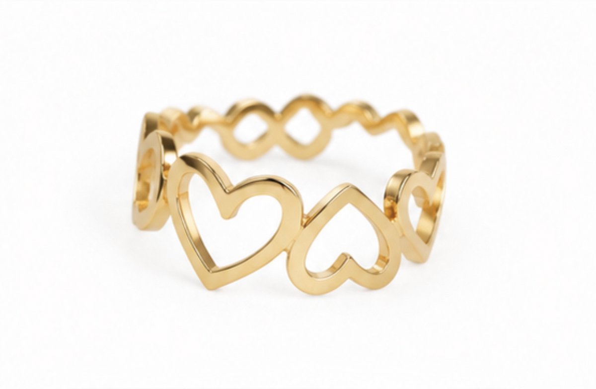 Verstelbare ring - Goudkleurig - Verguld - Dames Ring met zirkonia - Roestvrijstalen Ringen - Sieraden – Cadeau tip – Hip - Trendy