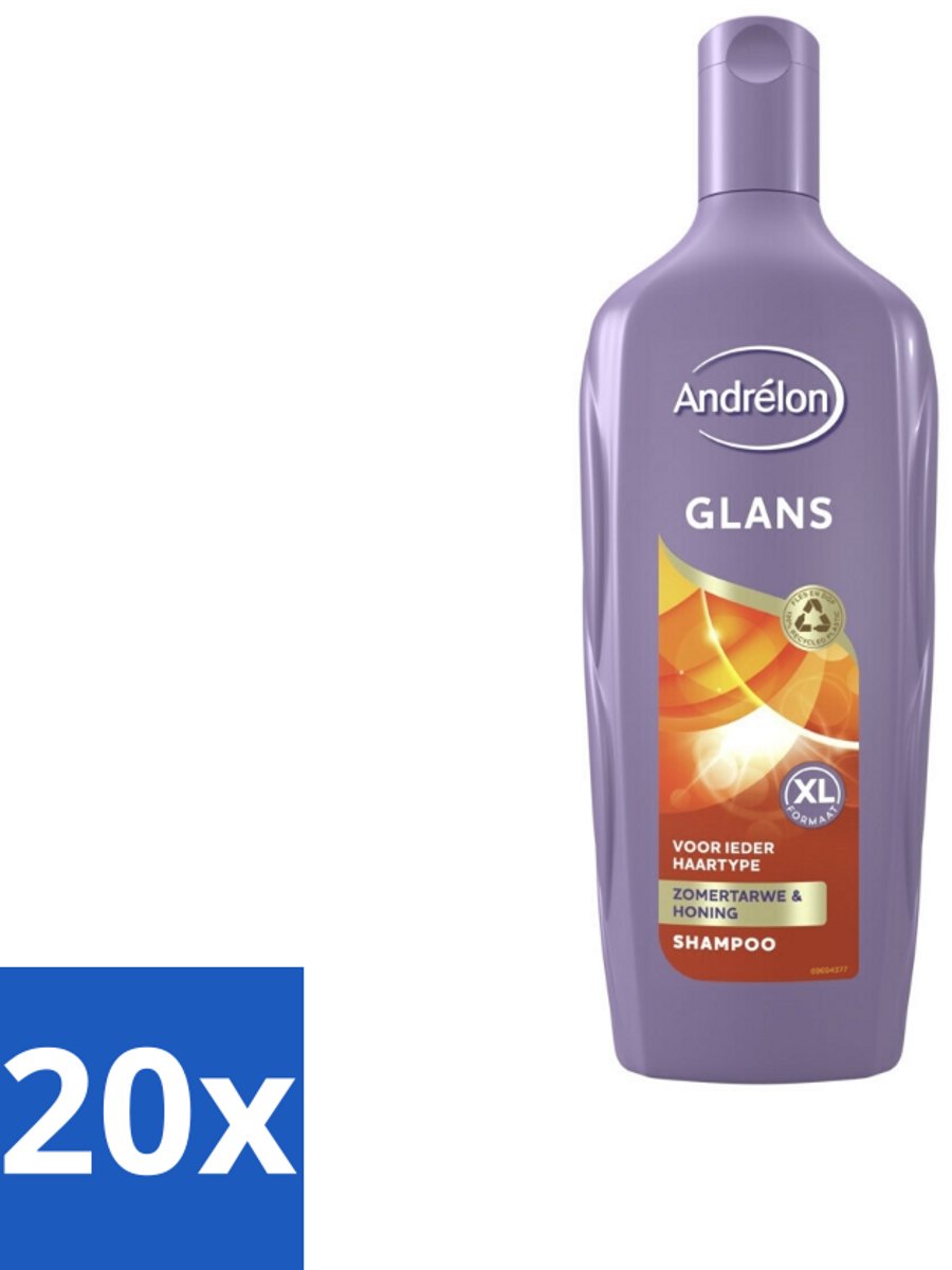 20 x Andrélon - Glans - Shampoo - 450 ml - Haar Glans - Natuurlijke Glans - Zomertarwe Shampoo - Honing Shampoo - Gezond Haar