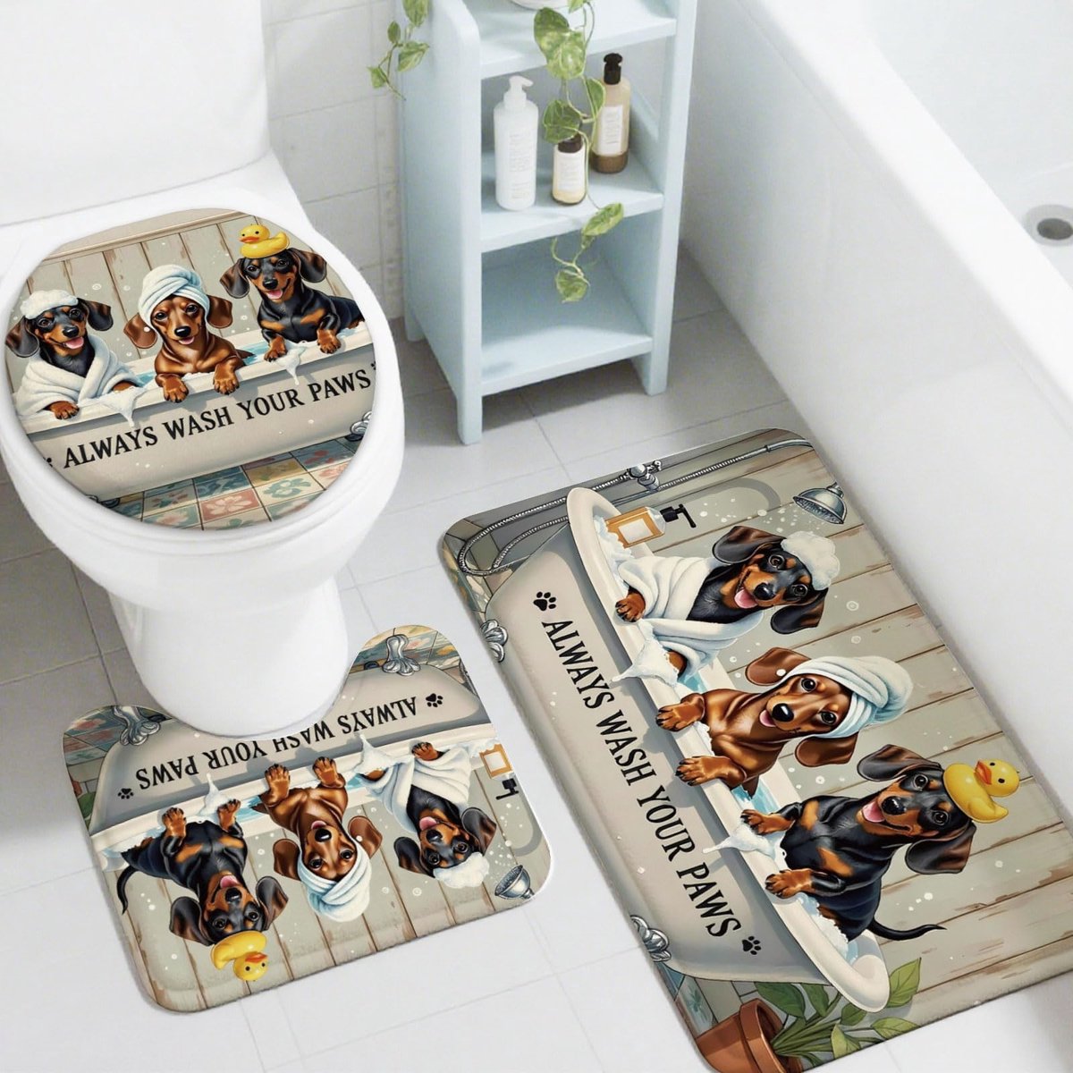 badmatten set 3 stuks - peacoblue - antislip - wasbaar en decoratief - ShopVlot