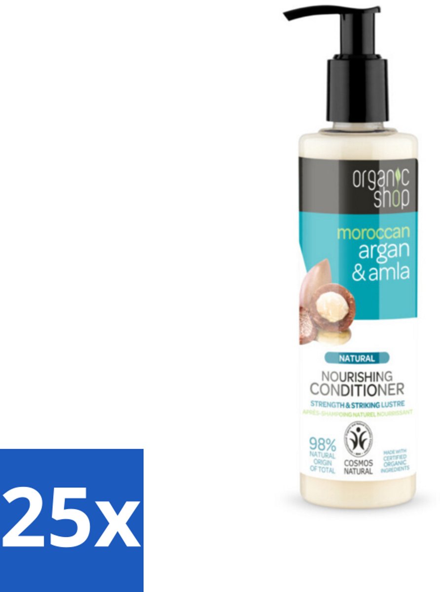 25 x Organic Shop - Conditioner Argan & Amla - Hydraterend en Verzorgend - 280 ml - Gekleurd Haar - Conditioner - Glans - Voeding - Bescherming