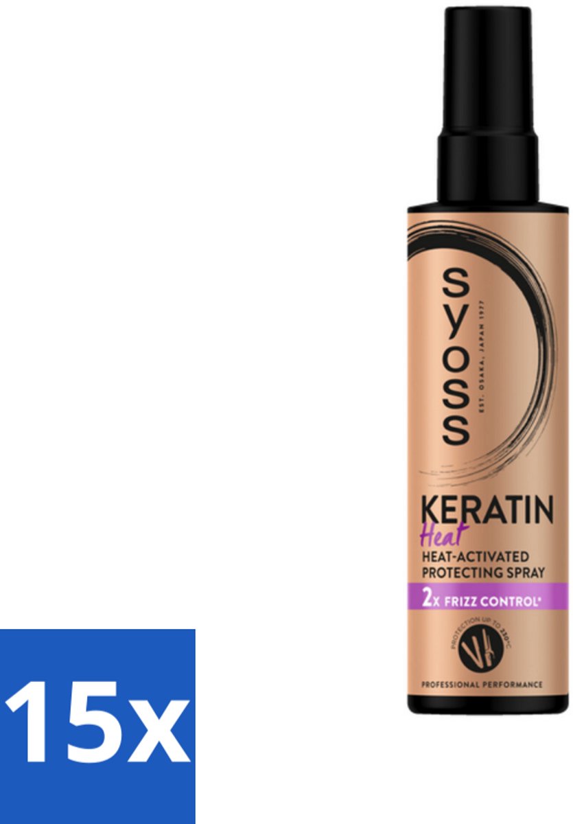 15 x Syoss - Keratin - Heatprotection Spray - Tot 220°C Bescherming - 200 ml - Hittebescherming Haar - Keratine Spray - Haar Bescherming - Stijltool Bescherming - Pluiscontrole Haar