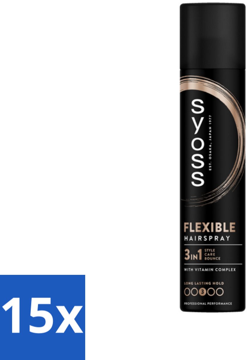 15 x Syoss - Hold & Flex - Haarspray - Flexibele Fixatie - 300 ml - Haarspray - Flexibele Fixatie - Styling - Haarverzorging - Panthenol