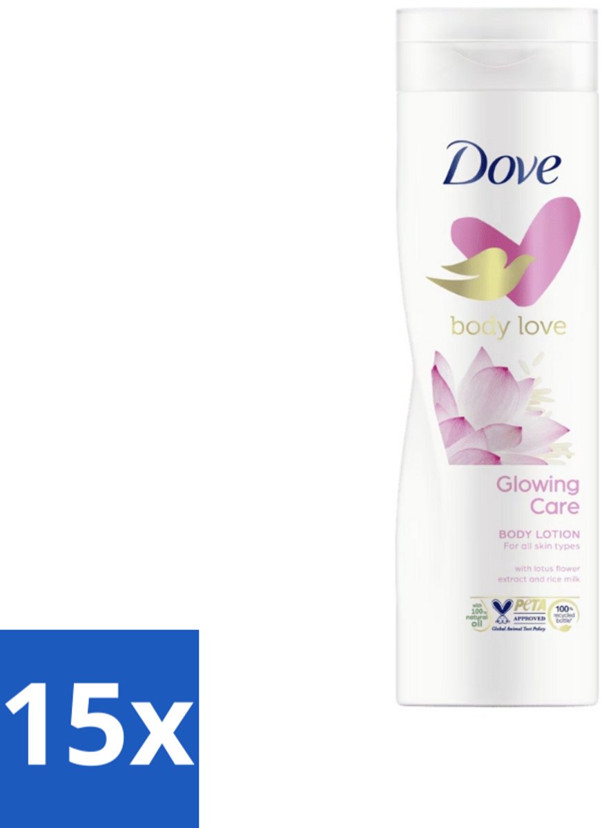 15 x Dove Bodylotion - Glowing Care - Lotus & Rijstmelk - 250 ml - Body Lotion - Voedende Bodylotion - Huid Verzorging - Huid Verzorging Vrouw - Huid Verzorging Normale Huid