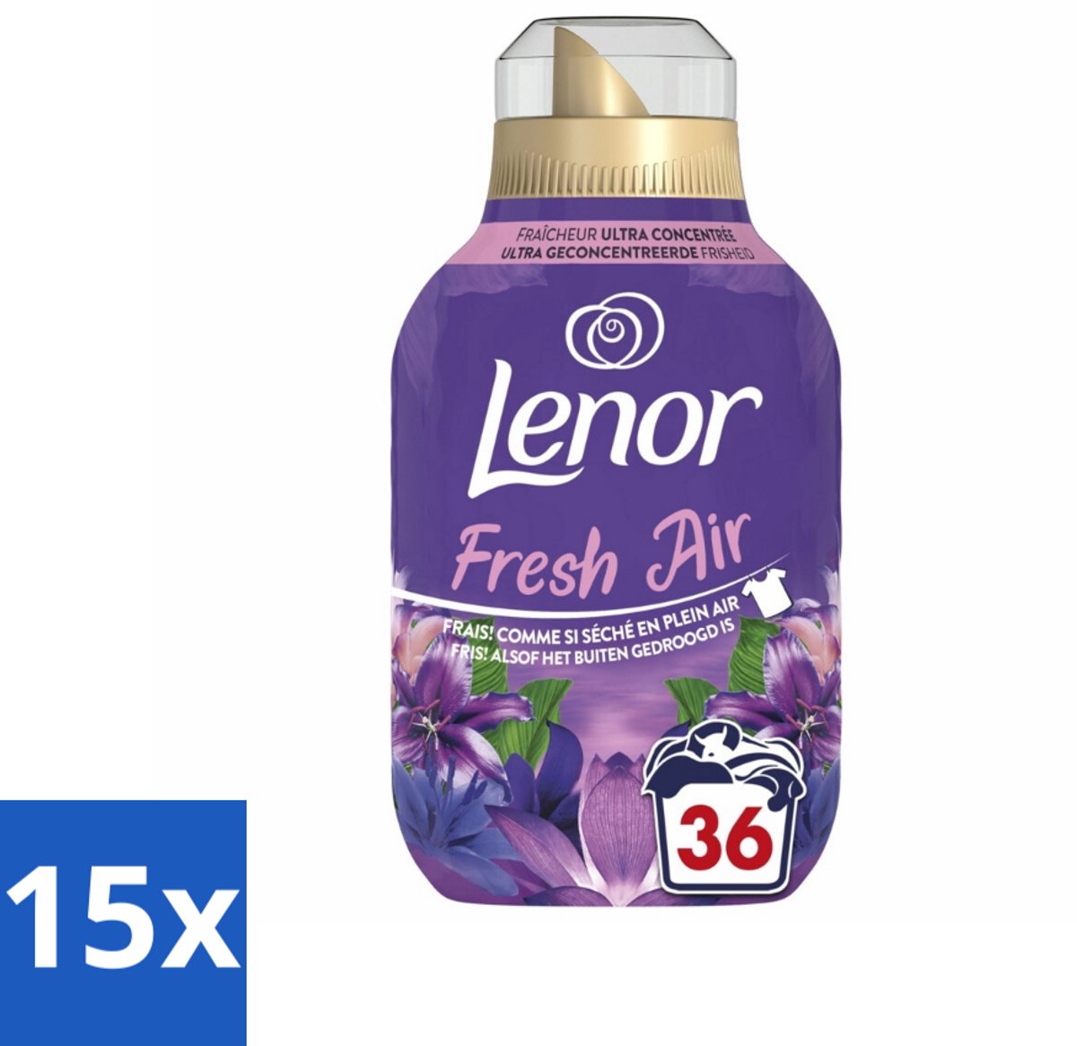 15 x Lenor - Wasverzachter - Fresh Air Maneschijn - Ultra Geconcentreerd - 36 Wasbeurten - Wasverzachter - Frisheid - Wasgoed - Kledingbescherming - Buiten Geur
