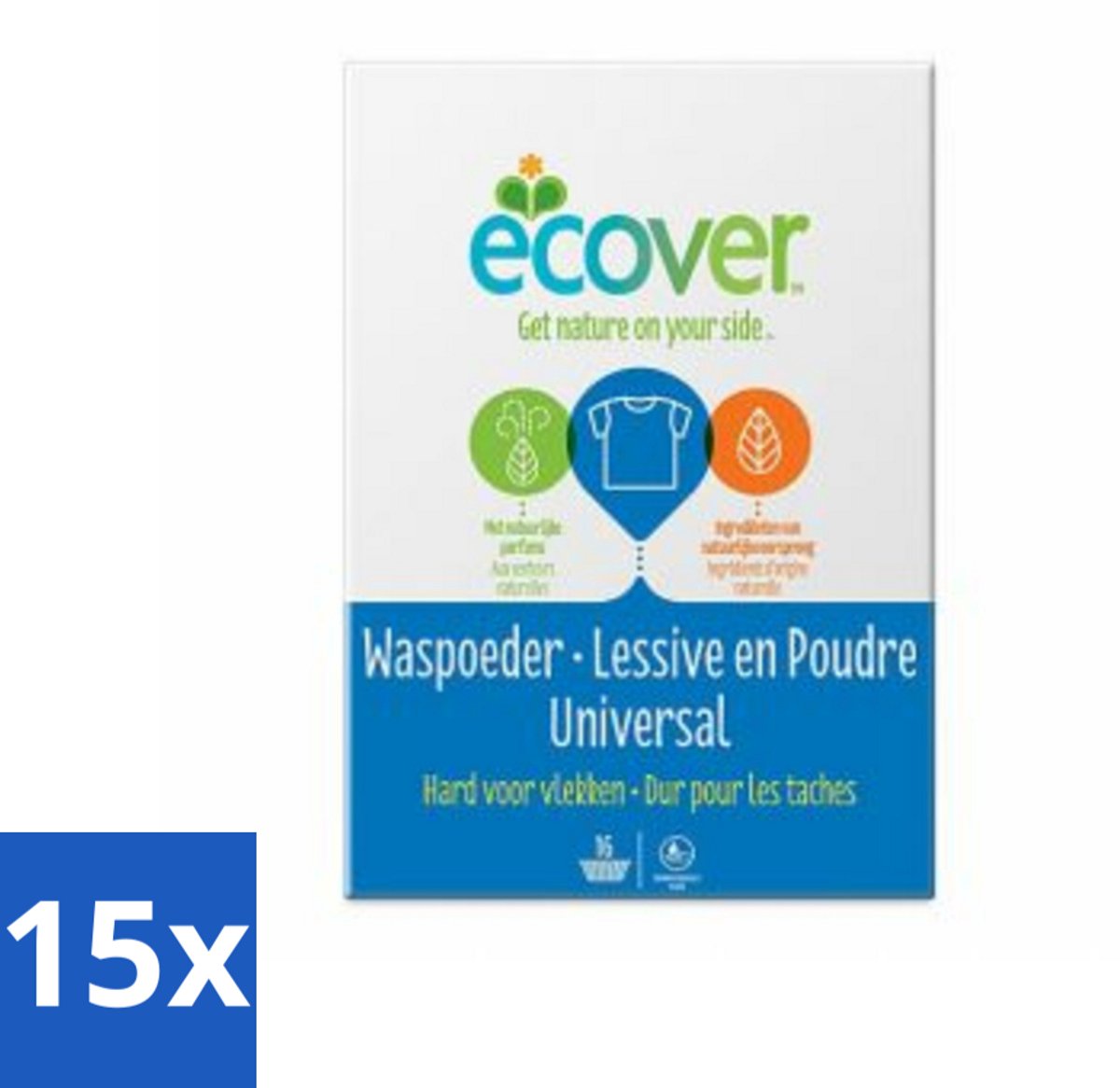 15 x Ecover - Waspoeder Universal - Voor witte & bonte was - 1,2 kg - Ecover Waspoeder Universal - Waspoeder - Wasmiddel - Waspoeder Voor Witte Was - Waspoeder Voor Bonte Was