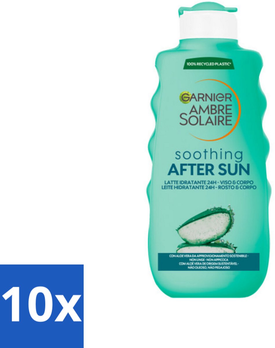10 x Garnier - Ambre Solaire - Aftersun Melk - Verzachtend - 175 ml - Aftersun Melk - Zonverzorging - Huid Verzorging - Huid Kalmeren - Aloë Vera
