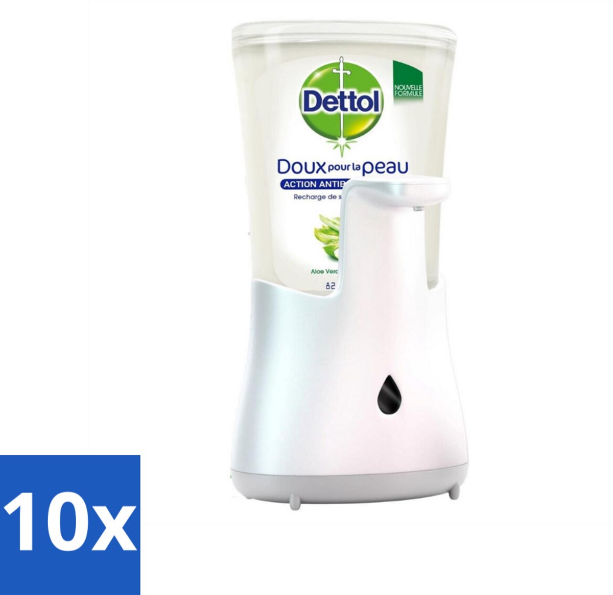 10 x Dettol - Automatische Zeepdispenser - No-Touch Zilver met Aloe Vera - 250 ml - Voordeelverpakking - 10 stuks