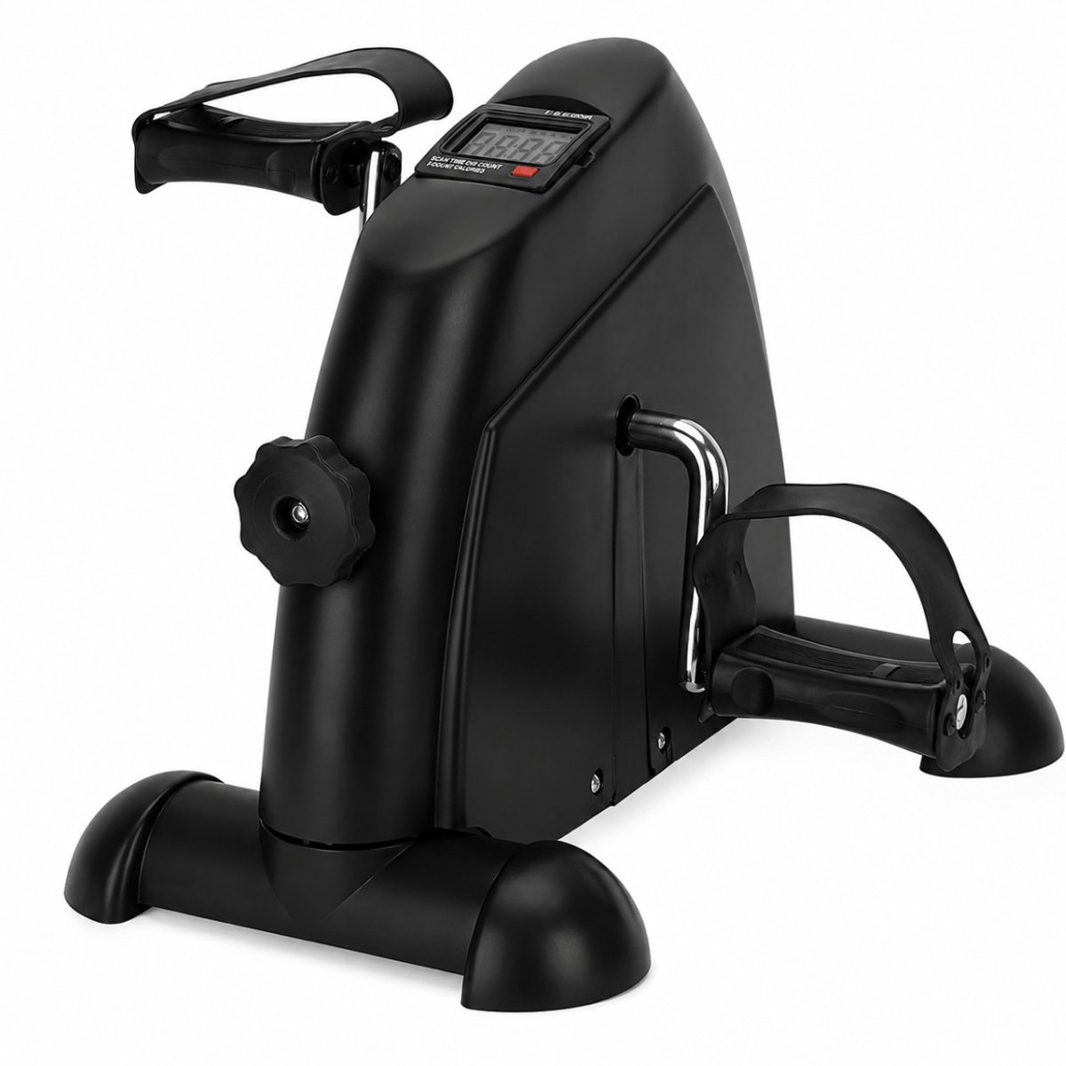 BSS® Stoelfiets Hometrainer – Compacte Mini Stoelfiets voor Benen en Armen – Pedaaltrainer met Aanpasbare Weerstand – Mobiliteitstrainer met LCD-Display – Verstelbare Fitnessfiets voor Thuis en Kantoor – Zwart