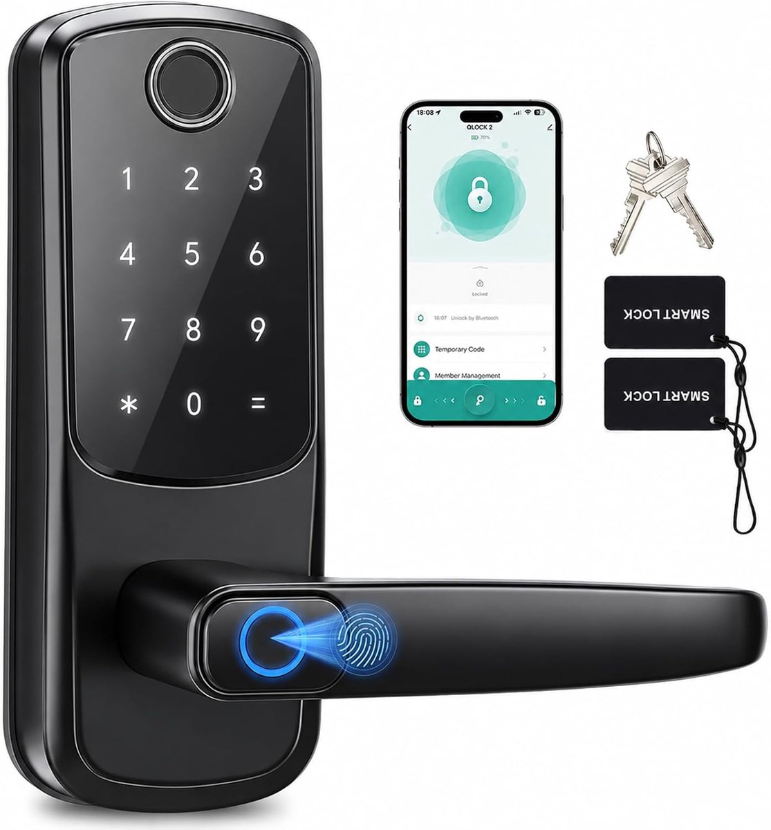 Slimme Deurslot 5-in-1 - Elektronisch - Vingerafdruk, App & Code - Toegang voor iedereen - ShopVlot