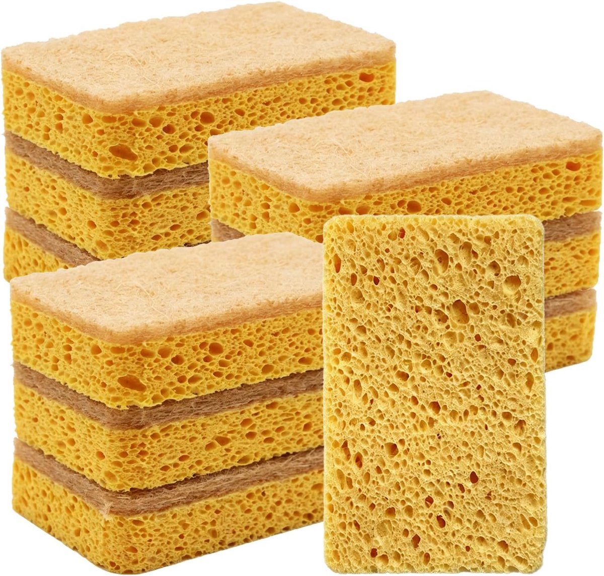 Serviessponzen 10 stuks - dubbelzijdig sisal en houtcellulose - comfortabel formaat - voor potten en pannen - ShopVlot
