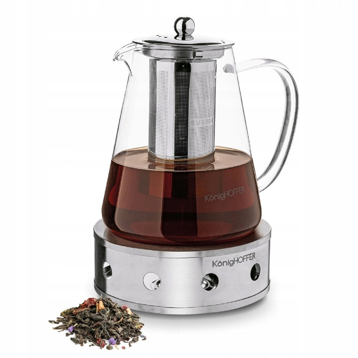 Thee- & Kruidenkan Loria 1.3L met Warmer & Infuser - Borosilicaatglas