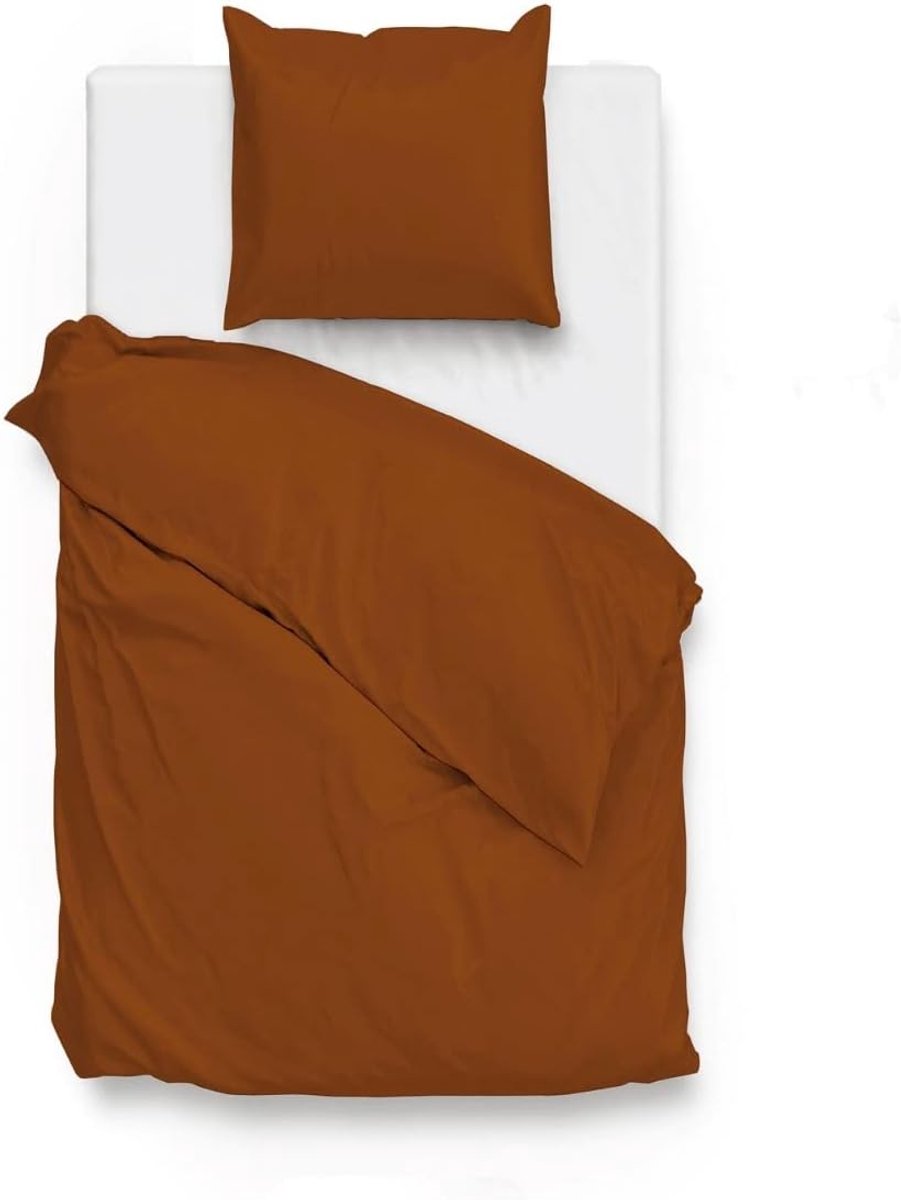 Bedlinnen 140x220 - 100% katoen mako satijn - koper oranje - heerlijk ademend - ShopVlot