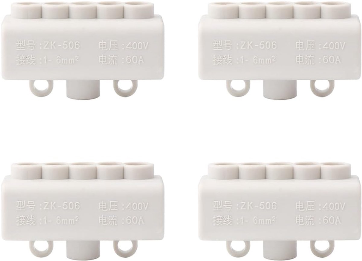 Circuit terminal board 4Pcs 400V 60A - herbruikbare bedradingadapter - wit - ideaal voor plafondlampen - ShopVlot