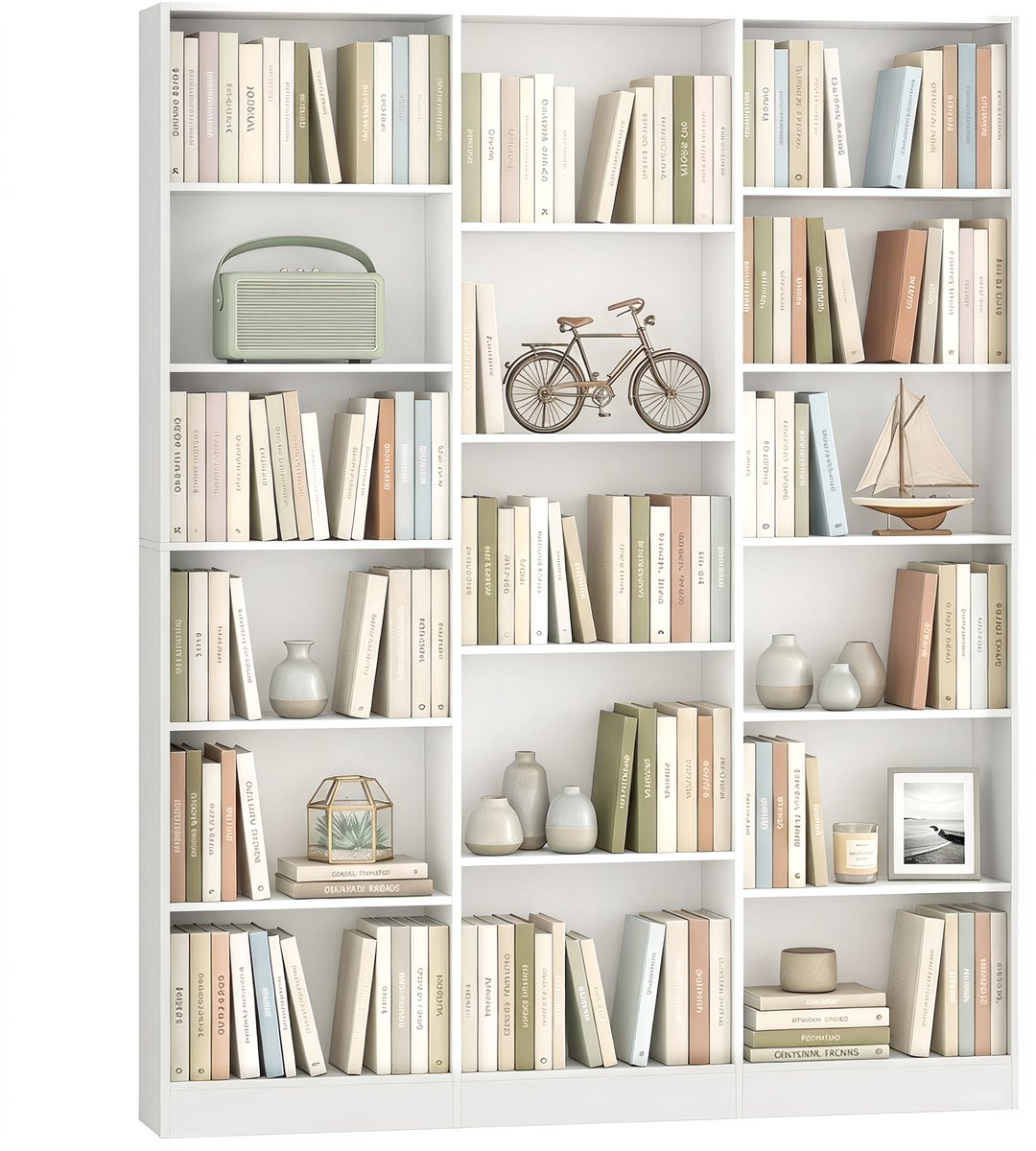 HOMCOM Boekenplank - Spaanplaat - 149 x 23,6 x 188 cm - Wit