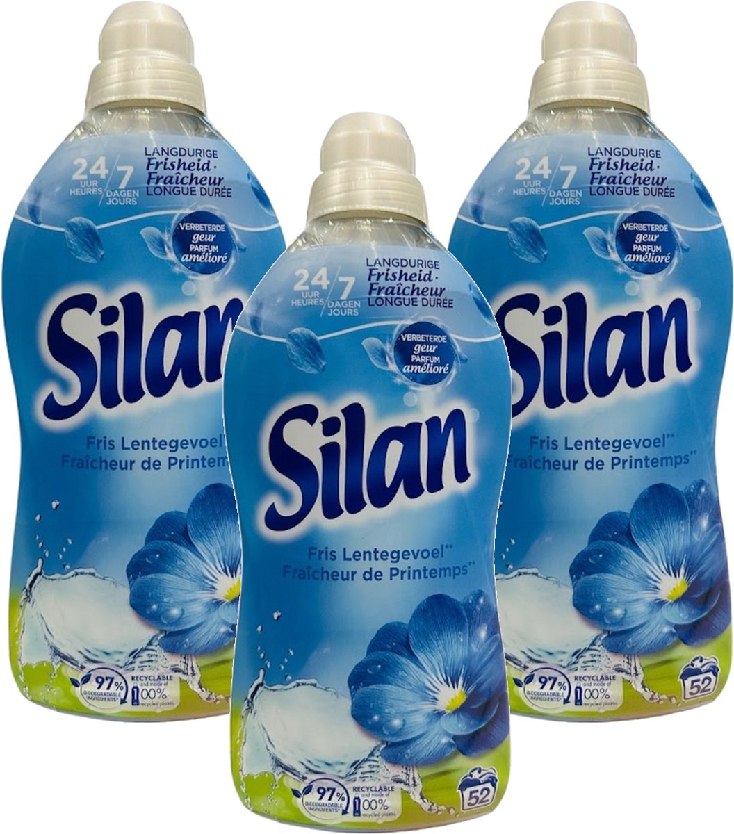 Silan Fris Lentegevoel – Multipack - Wasverzachter – 3432ml (3x1144ml)– 156 (3x52) Wasbeurten