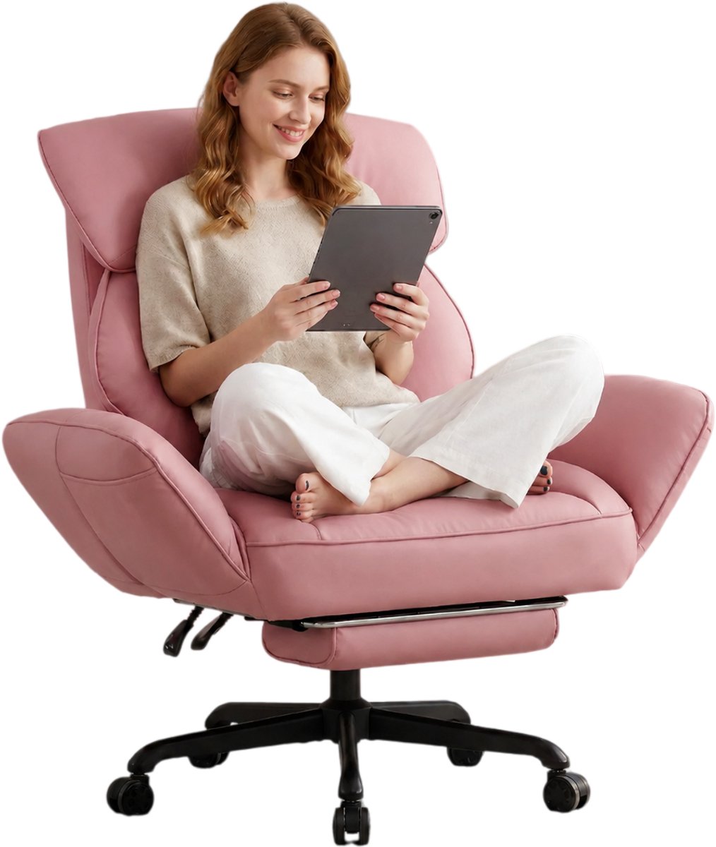 Dowinx gamestoel - Gamestoelen - Verstelbare Gamingstoel - Ergonomische Bureaustoel - Grote Bureaustoel - Game stoel massage - Bureaustoel pocketvering - Game bureaustoel - chair - PU - Roze