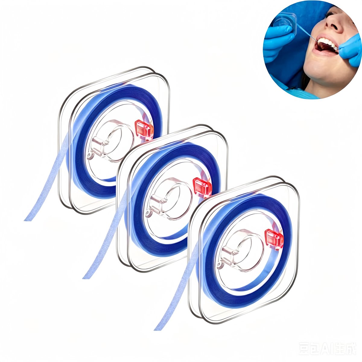 3 rollen - tandpolijststrip - tandschuurstrip - interproximale afwerkstrip - tandverfijnstrip - 30μm medium korrel - 6m × 4mm - tandheelkundige nabewerking, tussenruimte schuren en polijsten - blauw